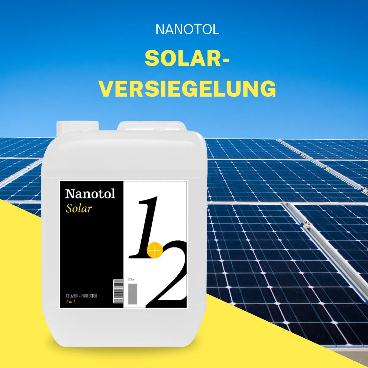 Nanotol Detergente per impianti fotovoltaici e solari per 800 m² – Pulitore + nanoversamento 1+2 per una protezione a lungo termine dallo sporco con effetto facile da pulire e loto – prestazioni più