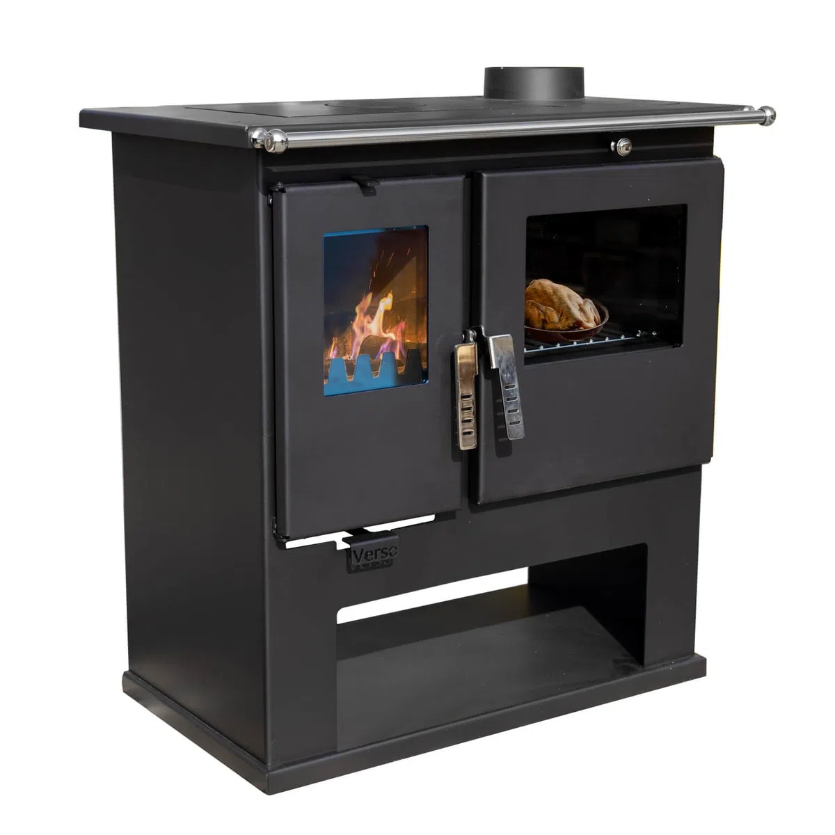 Verso Cs Fornello a combustione a legna - 7,7 kW Forno da cucina potente con un tocco tradizionale ed efficienza moderna, nero