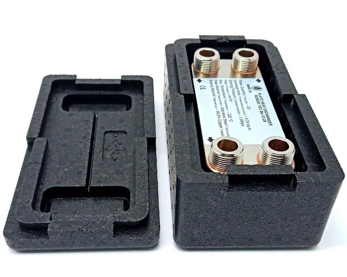 Nordic Tec Ba-12-20 - Scambiatore di calore in acciaio INOX con isolamento, 20 piastre da 45 kW 3/4"