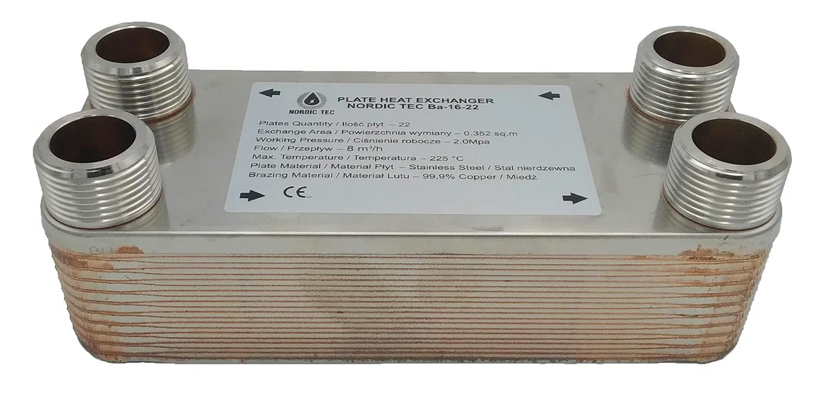 Nordic Tec Ba-16-22 - Scambiatore di calore in acciaio INOX, 22 piastre da 100 kW