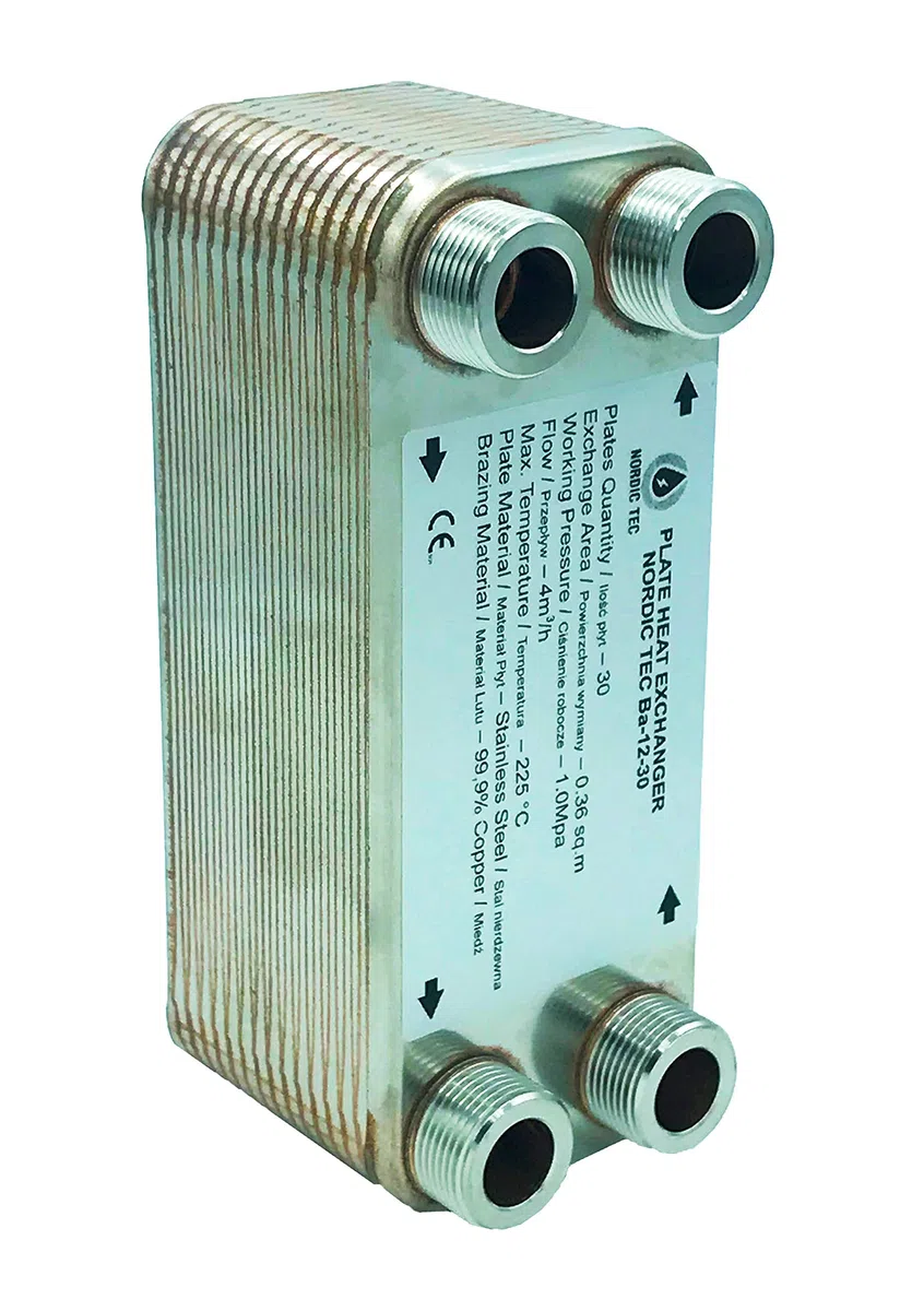 Nordic Tec Ba-12-30 - Scambiatore di calore in acciaio INOX, 30 piastre da 65 kW, 3/4"