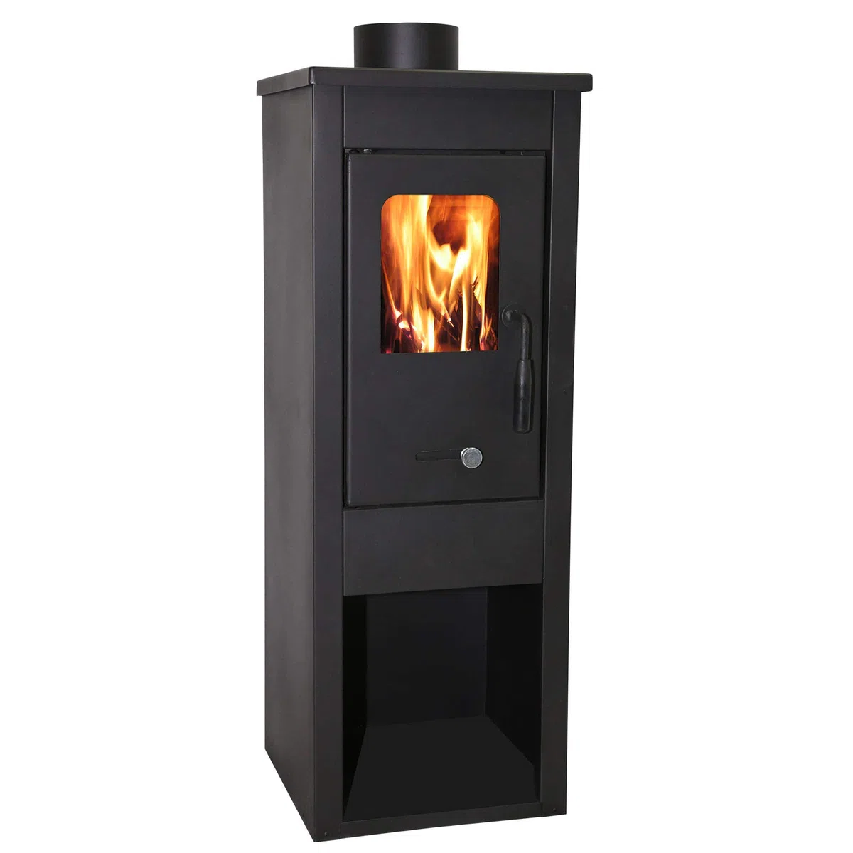 Stufa a Legna e Carbone"ERA" in Acciaio Verniciato 7 Kw Caminetto con Vetro Ceramico h 94 Cm Produzione Made in Italy 2 Anni di Garanzia Riscaldamento Casa (STUFA NERA, 7 KW)
