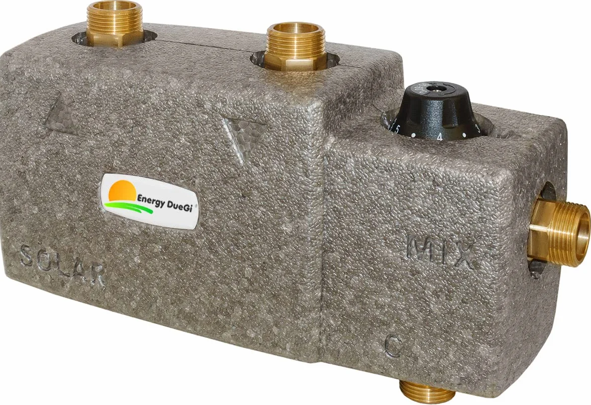 Kit termostatico di collegamento solare-caldaia con temperatura di deviazione regolabile 3/4"M
