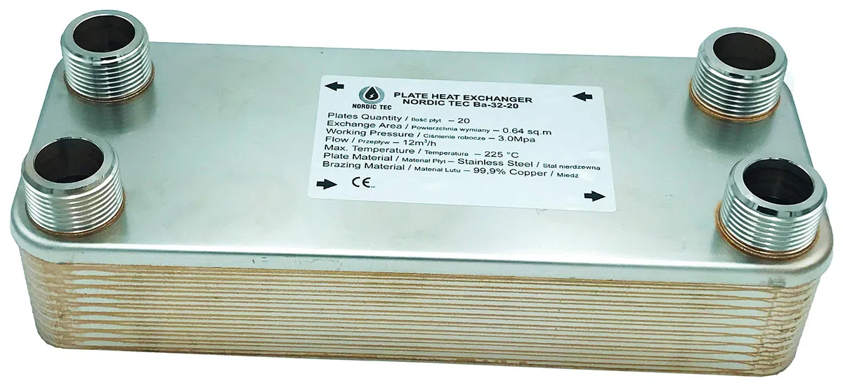 Nordic Tec Ba-32-20 - Scambiatore di calore in acciaio INOX, 20 piastre da 125 kW