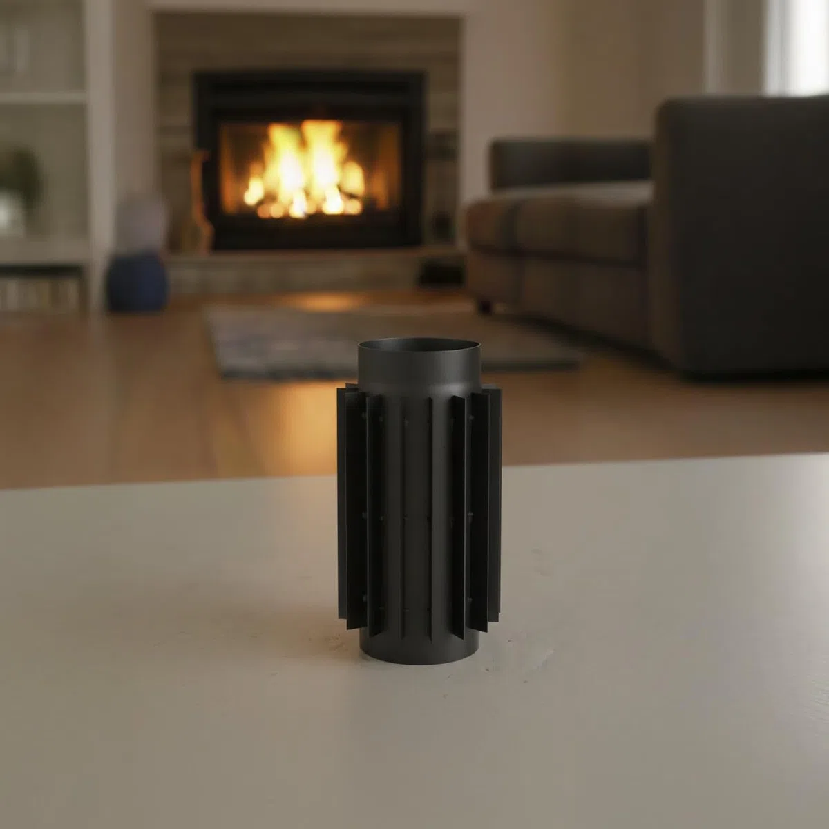 Radiatore a gas di scarico, Ø 130 mm, scambiatore di calore, canna fumaria, radiatore con nervature, recupero del calore di scarico, nero, per forni a combustibile solido, resistente al