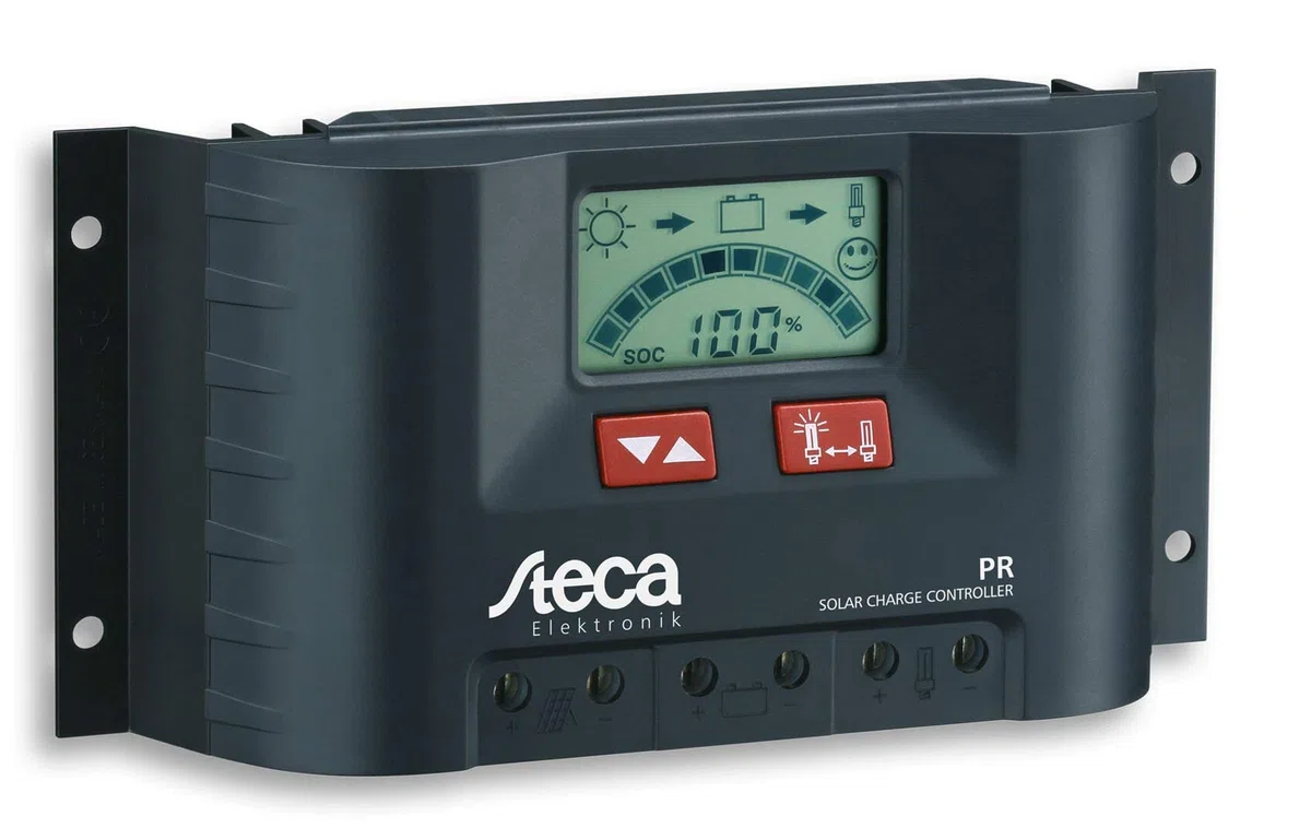 Steca – Regolatore di carica solare con display LCD e uscita per 12 V dei consumatori fino a 20 A, 1 pezzo, PR2020