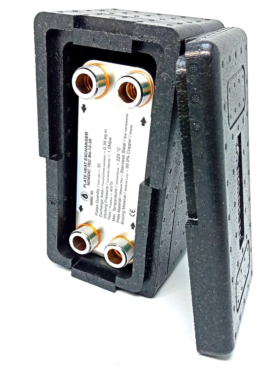 Nordic Tec Ba-12-30 - Scambiatore di calore in acciaio INOX con isolamento, 30 piastre da 65 kW, 3/4"