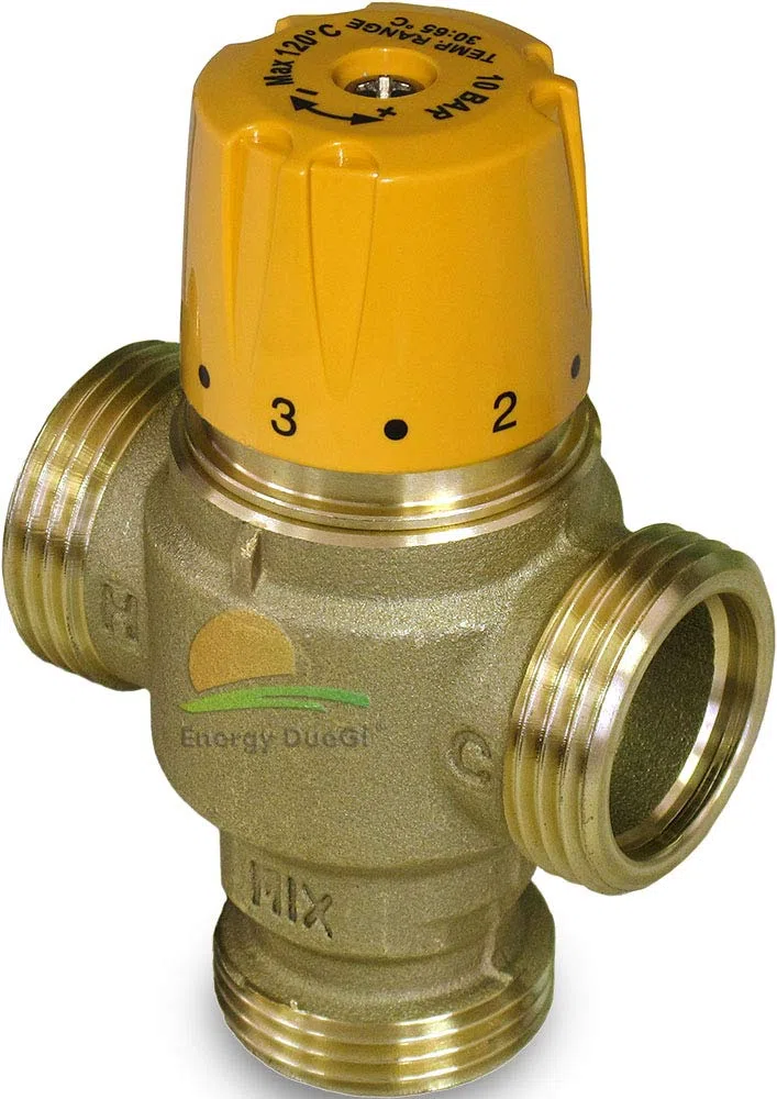 Miscelatore termostatico solare antiscottatura 30÷65°C. Connessioni maschio a tenuta piana. (1, 1" Kvs 1,7)