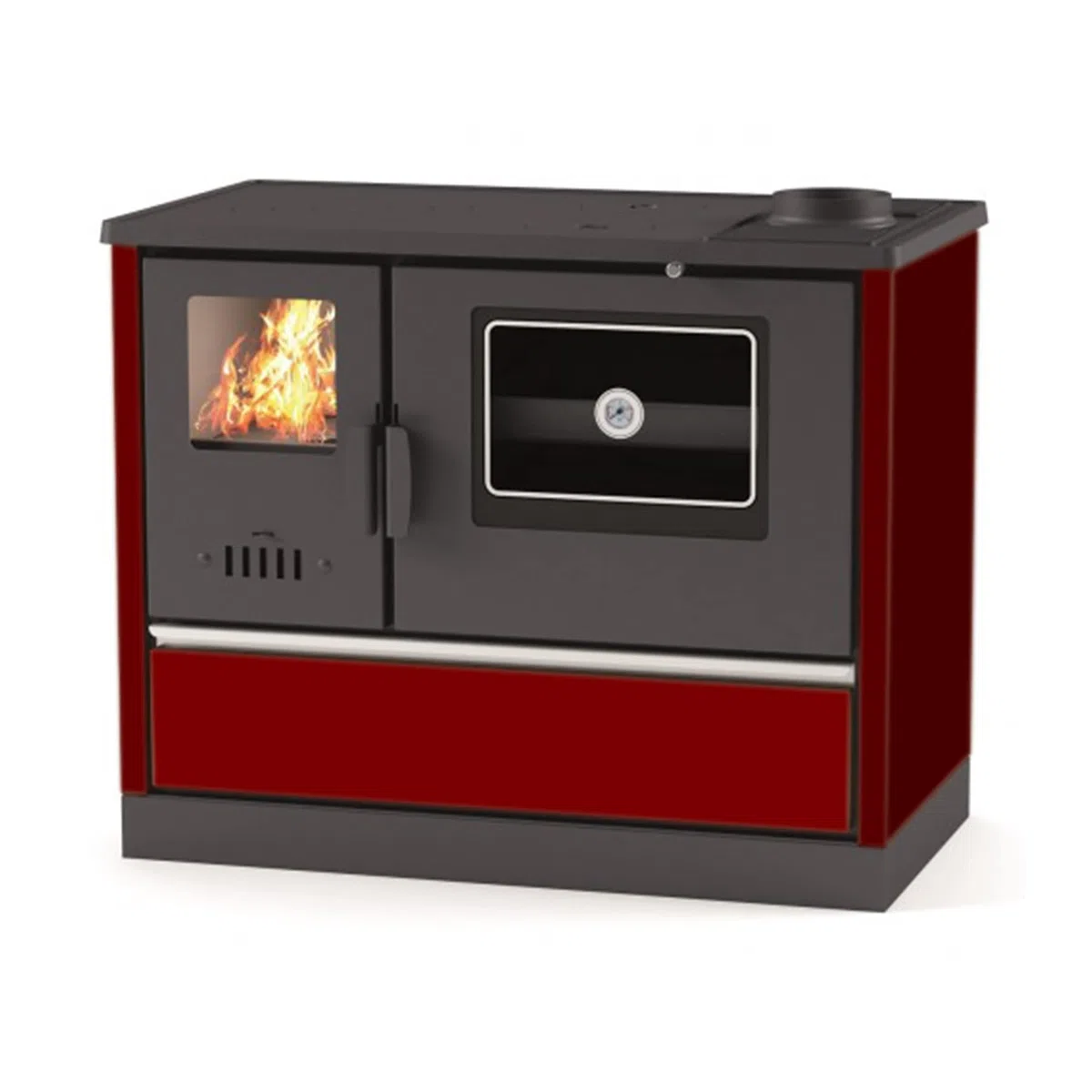 Fornello Legno con Forno Riscaldamento singolo Versi Sannover 8 kW Bordeaux