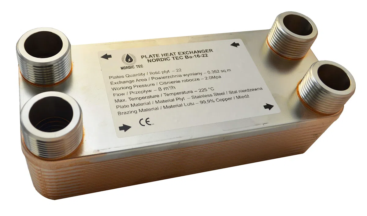 Nordic Tec Ba-16-22 - Scambiatore di calore in acciaio INOX, 22 piastre da 100 kW