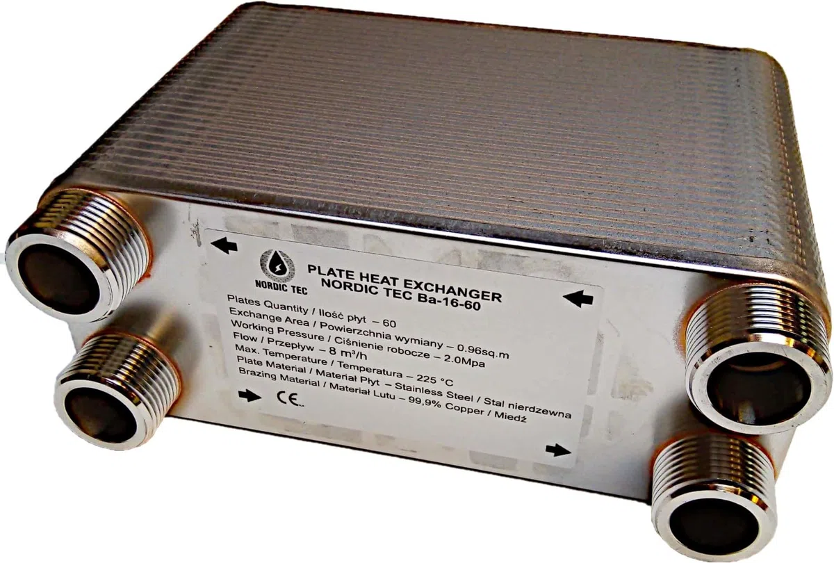 Scambiatore di calore a piastre in acciaio inox Nordic Tec Ba-16-60 scambiatore di calore 60 piastre 200kW 1" (solo scambiatore di calore)