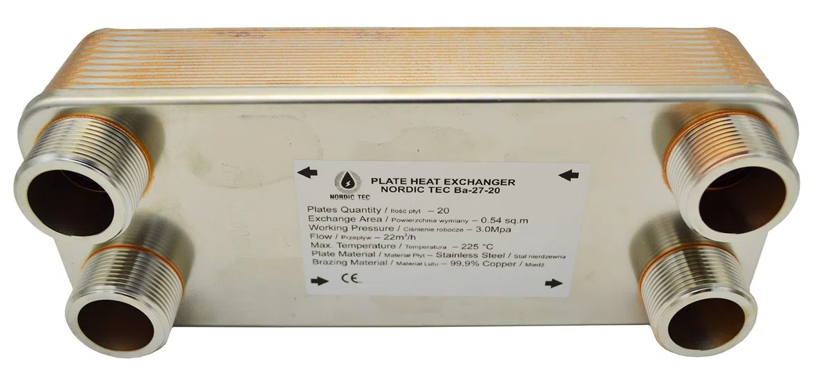 Nordic Tec Ba-27-20 - Scambiatore di calore in acciaio INOX, 20 piastre da 125 kW, 1 1/4" (solo scambiatore di calore a pannella)