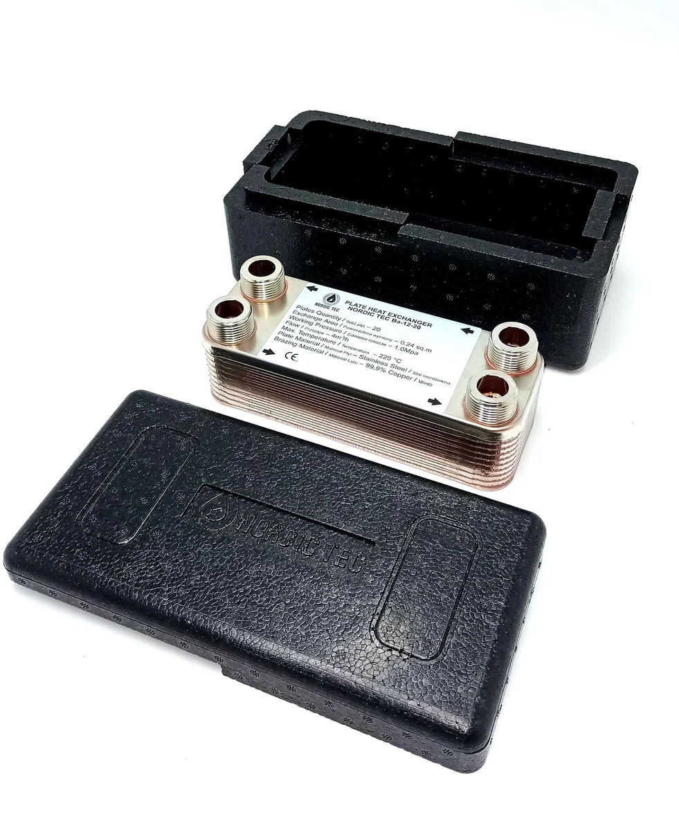 Nordic Tec Ba-12-20 - Scambiatore di calore in acciaio INOX con isolamento, 20 piastre da 45 kW 3/4"