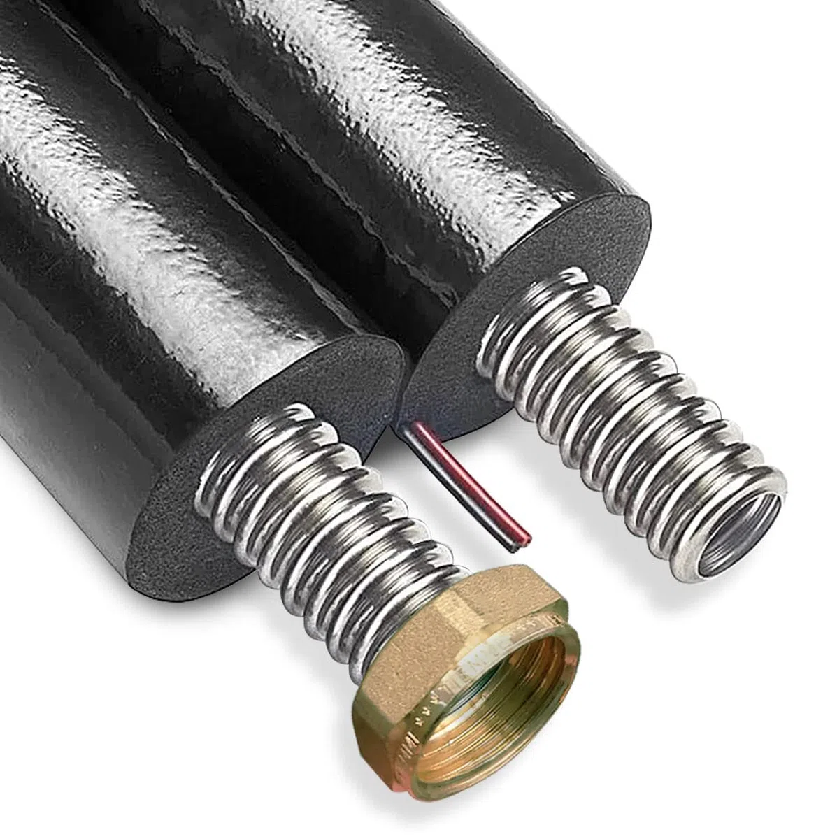 Tubazione solare inox isolata con cavo sonda 1" DN 20, 10 metri, tubo pannelli solari, incluso kit raccordi