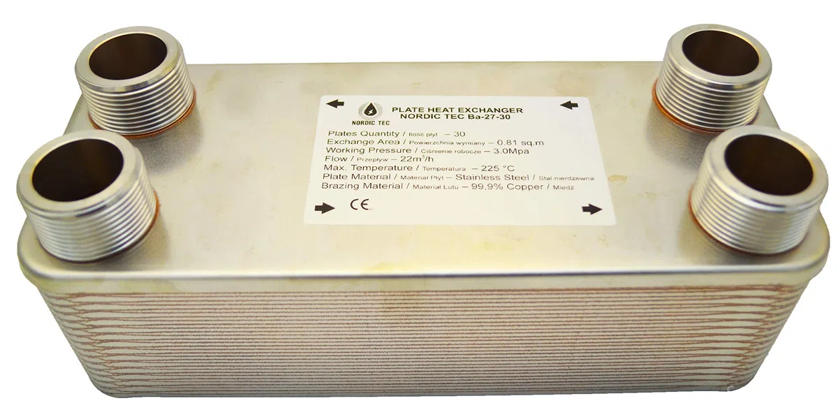 Scambiatore di calore in acciaio inox Nordic Tec Ba-27-30 30 30 piastre 175 kW 1 1/4 pollici (scambiatore di calore con isolamento)