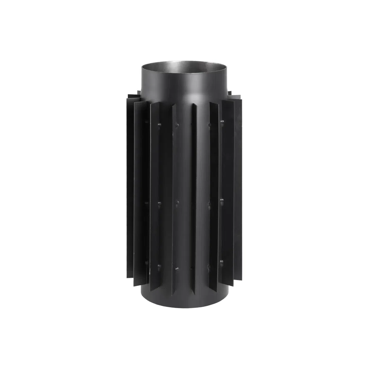 Radiatore a gas di scarico, Ø 130 mm, scambiatore di calore, canna fumaria, radiatore con nervature, recupero del calore di scarico, nero, per forni a combustibile solido, resistente al