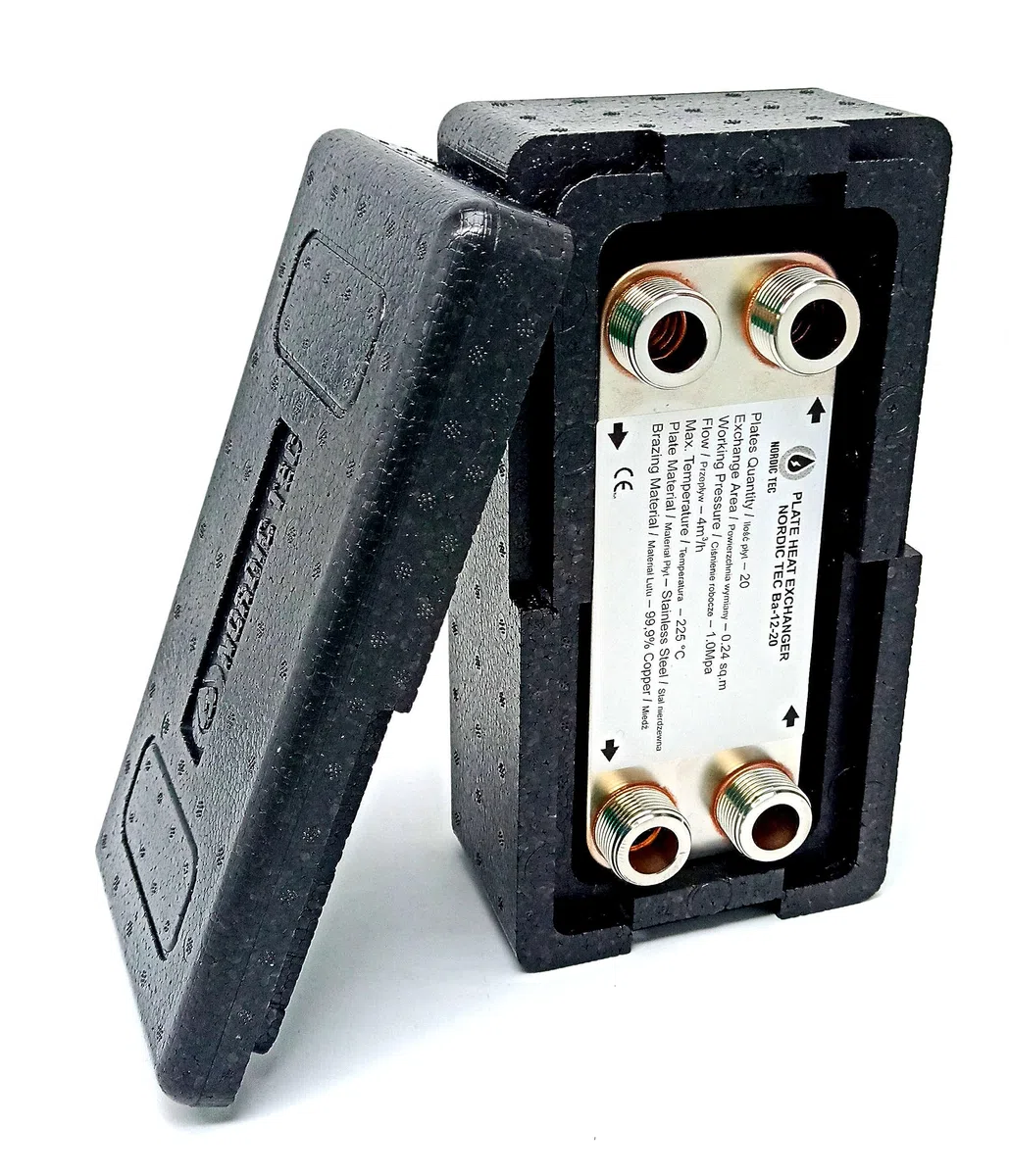 Nordic Tec Ba-12-20 - Scambiatore di calore in acciaio INOX con isolamento, 20 piastre da 45 kW 3/4"