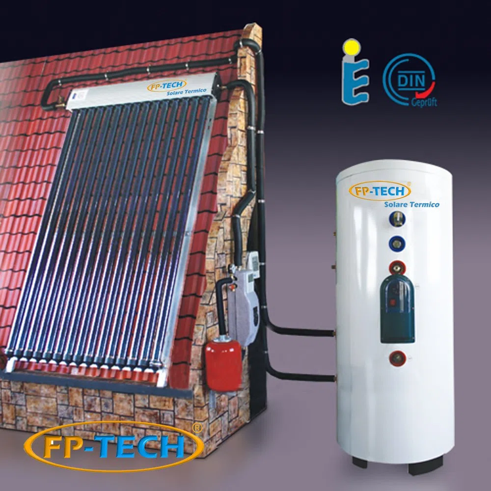 KIT PANNELLO SOLARE TERMICO 250 LT O 500 LT CIRCOLAZIONE FORZATA HEAT PIPE PRESSURIZZATO DOPPIA SERPENTINA (250 Litri)