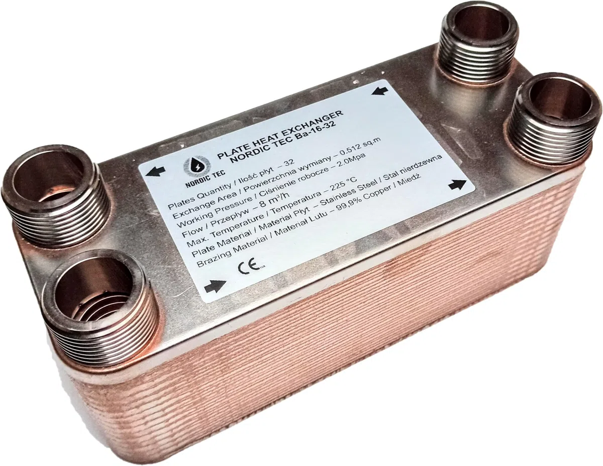 Nordic Tec Ba-16-32 - Scambiatore di calore per piastre in acciaio INOX, 32 piastre da 130 kW