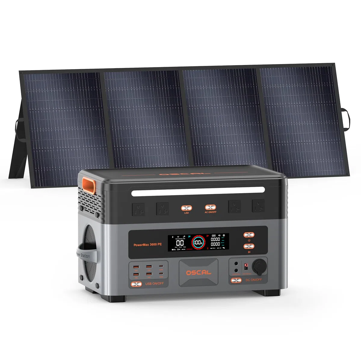 3600W Centrale Elettrica Portatile con Pannello 400W, 2160Wh Generatore Solare con Batteria LFP, UPS, Ricarica 80% in 1h, 14 Porte, Portable Power Station per Casa, Camper, PowerMax 3600PE