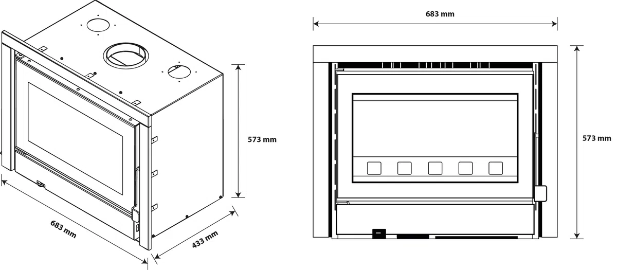 Sannover - Inserto per legno Idelya 13,5 KW 54 cm