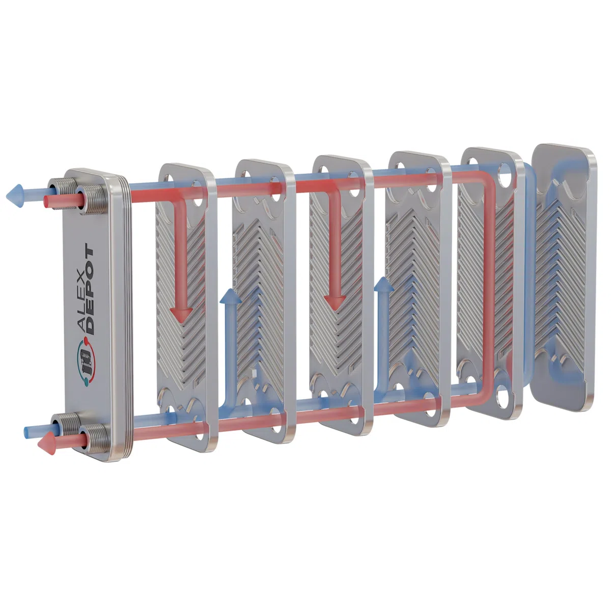 Scambiatore di calore a piastre in acciaio inox B3-12-20 con attacco da 4 x 3/4 pollici, 45 kW, riscaldamento solare (PWT)