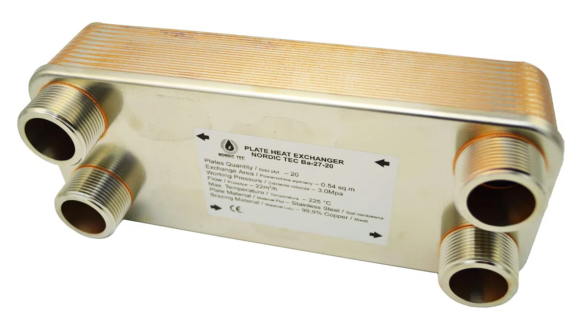 Nordic Tec Ba-27-20 - Scambiatore di calore in acciaio INOX, 20 piastre da 125 kW, 1 1/4" (solo scambiatore di calore a pannella)